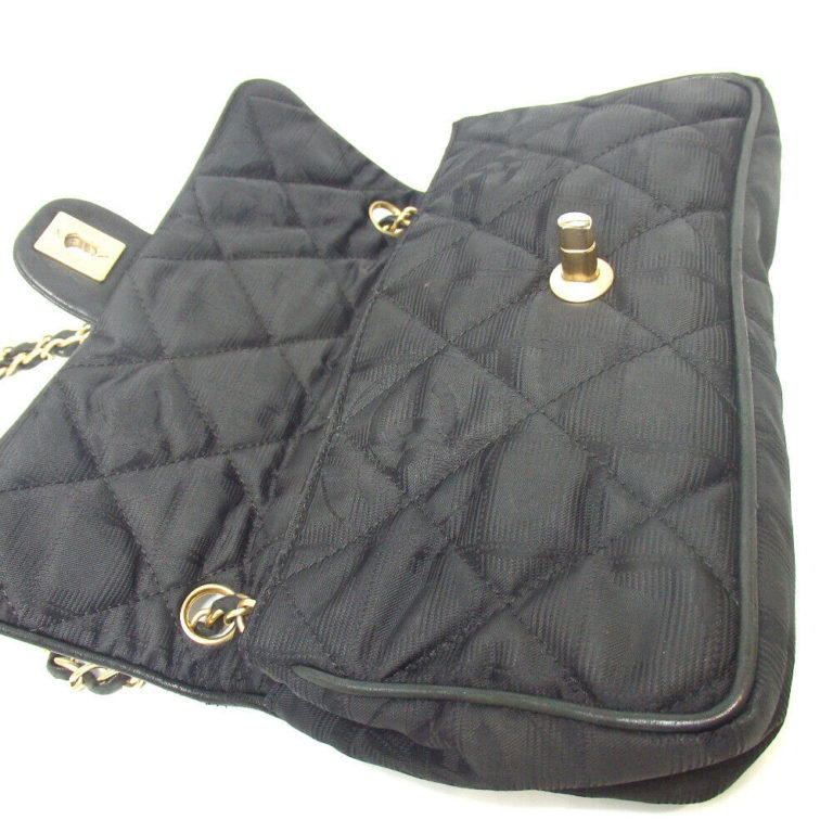 Chanel Classic Flap Travel Line Quilted Small Black Nylon Satchel - Image 5