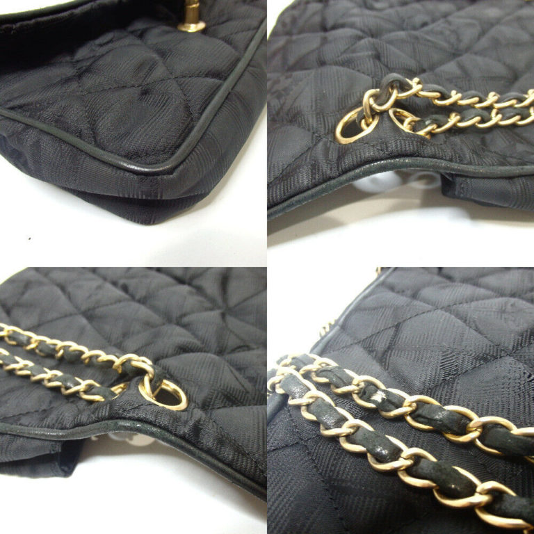 Chanel Classic Flap Travel Line Quilted Small Black Nylon Satchel - Image 6